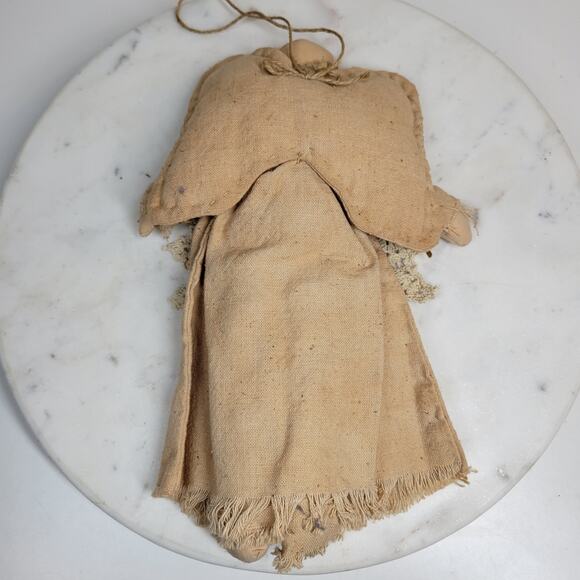 Vintage Folk Art Primitive Angel Doll 11" Handmade Crochet Christmas Ornament - Picture 3 of 12